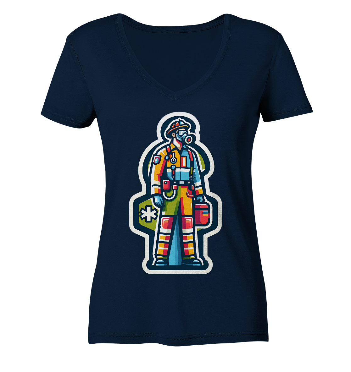 Colorful paramedic/ firefighter - Ladies V-Neck Shirt