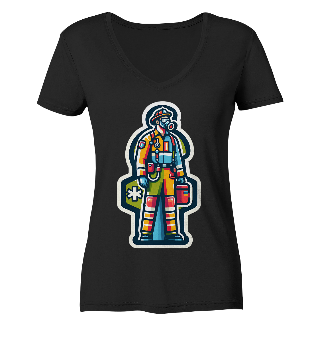 Colorful paramedic/ firefighter - Ladies V-Neck Shirt