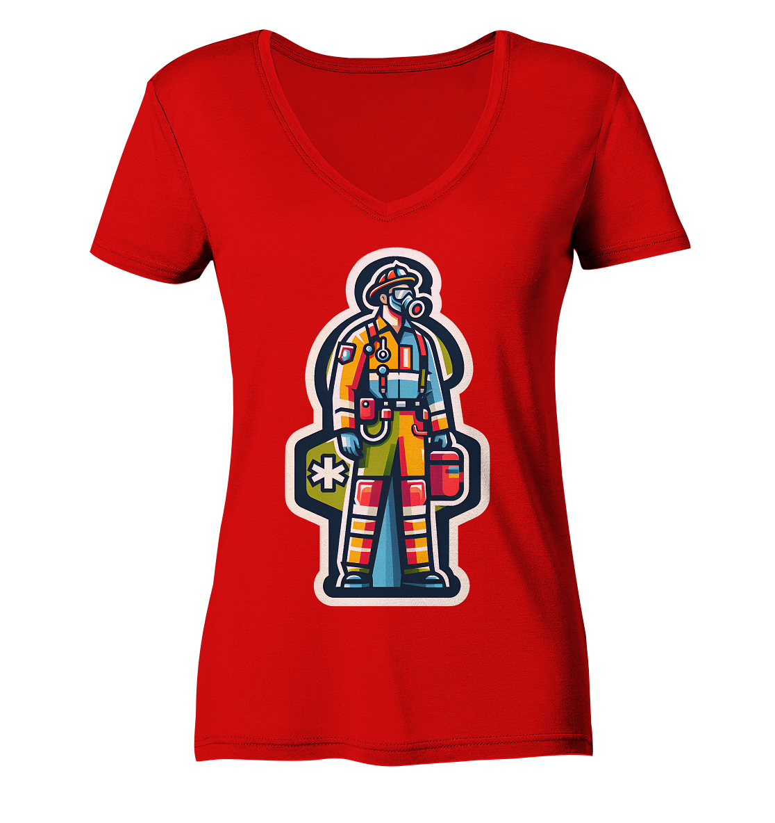 Colorful paramedic/ firefighter - Ladies V-Neck Shirt