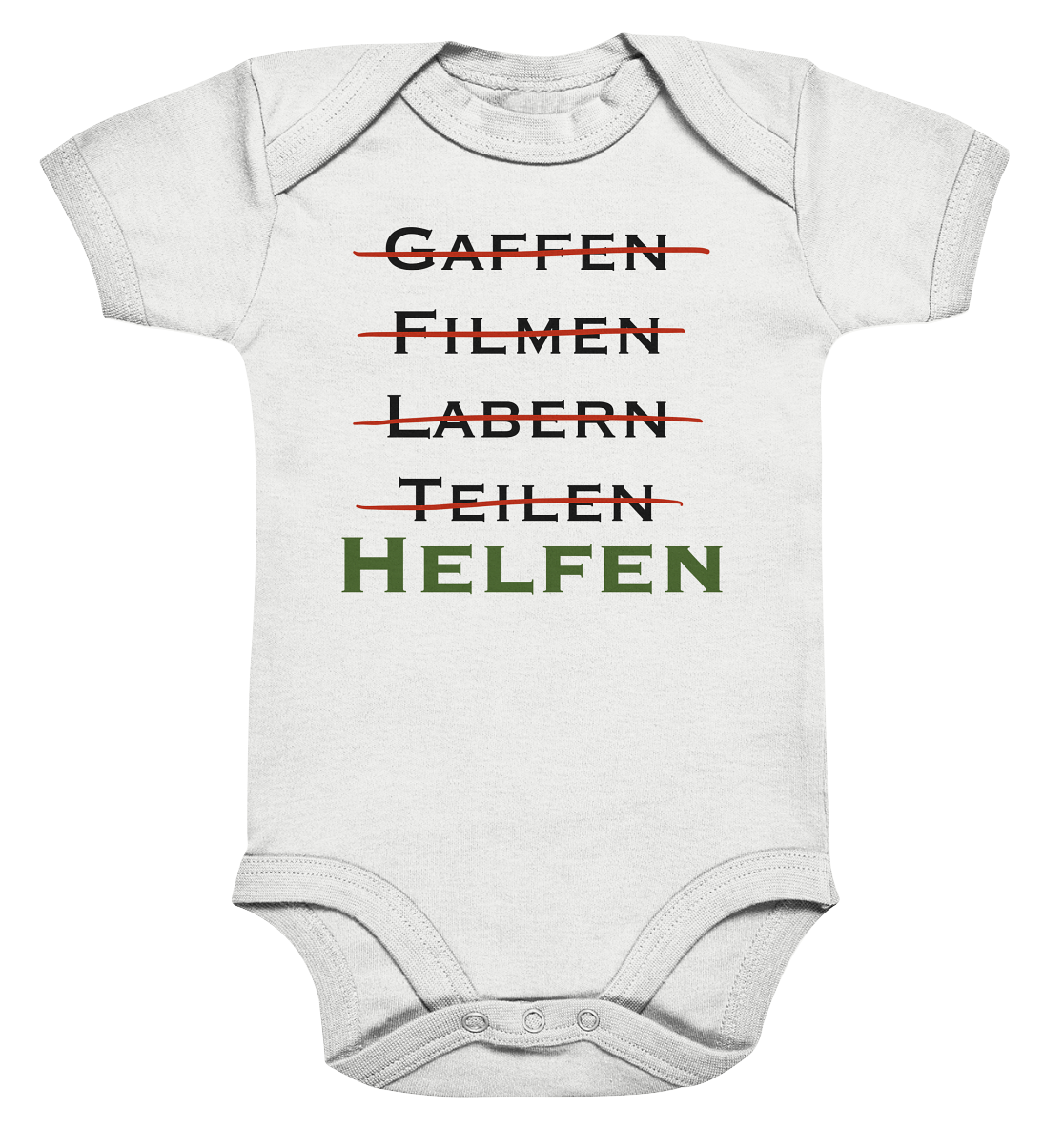 Gaffen, Filmen, Labern, Teilen => HELFEN - Organic Baby Bodysuite