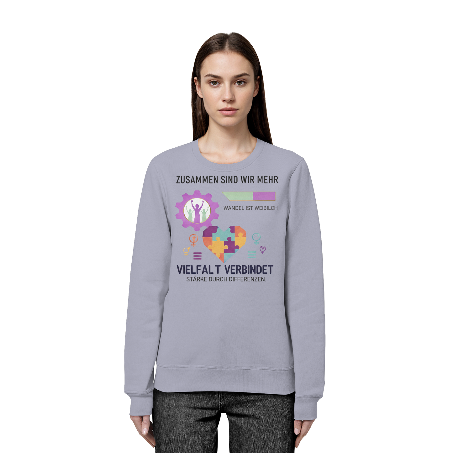 Zusammen sind wir mehr, Vielfalt verbindet - Frauenrechte - Organic Basic Unisex Sweatshirt