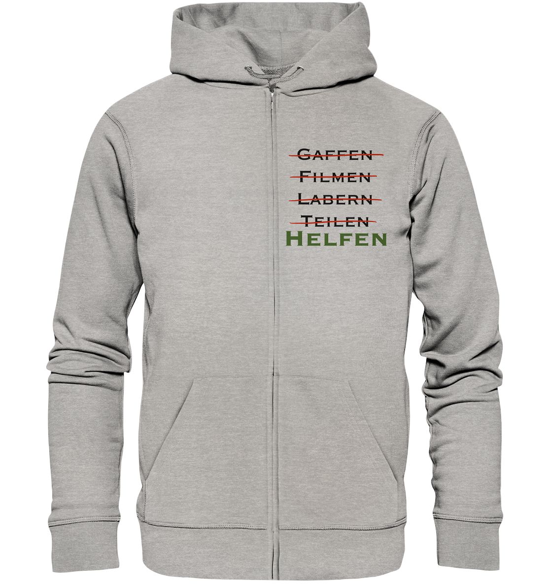 Gaffen, Filmen, Labern, Teilen => HELFEN - Organic Zipper