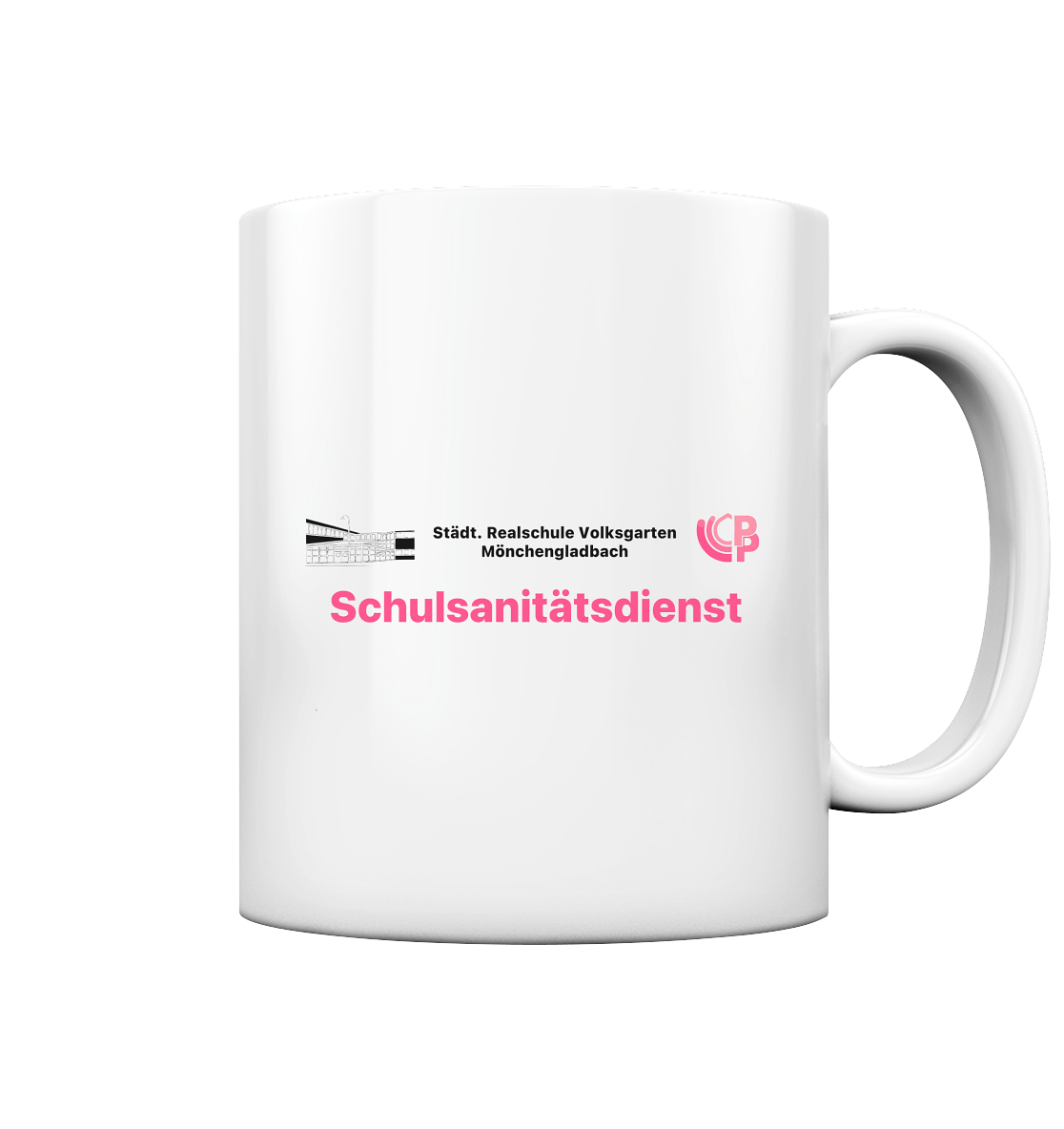 Dienstkleidung Schulsanitätsdienst Stadt. Realschule Volksgarten - Tasse glossy