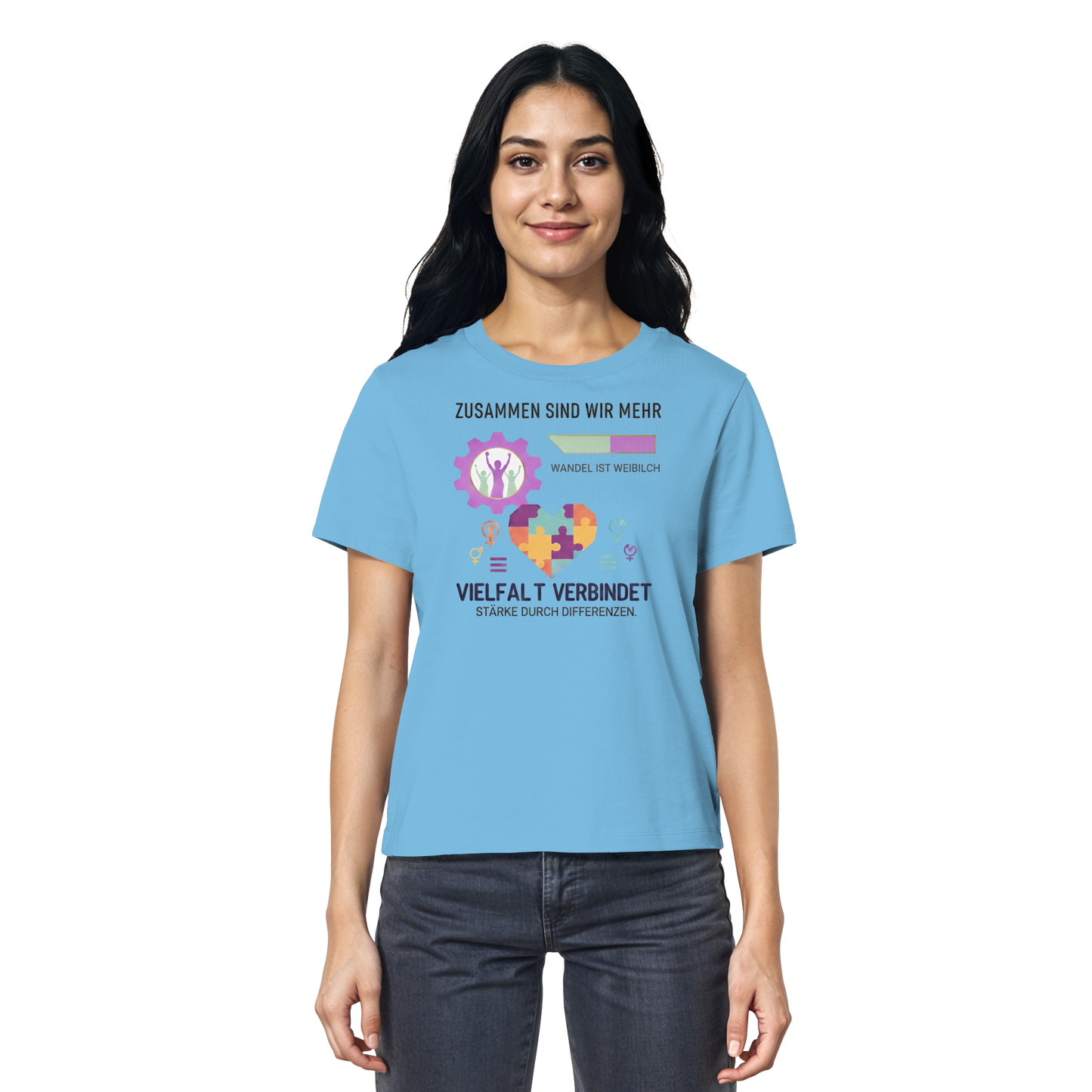 Zusammen sind wir mehr, Vielfalt verbindet - Frauenrechte - Ladies Organic Shirt