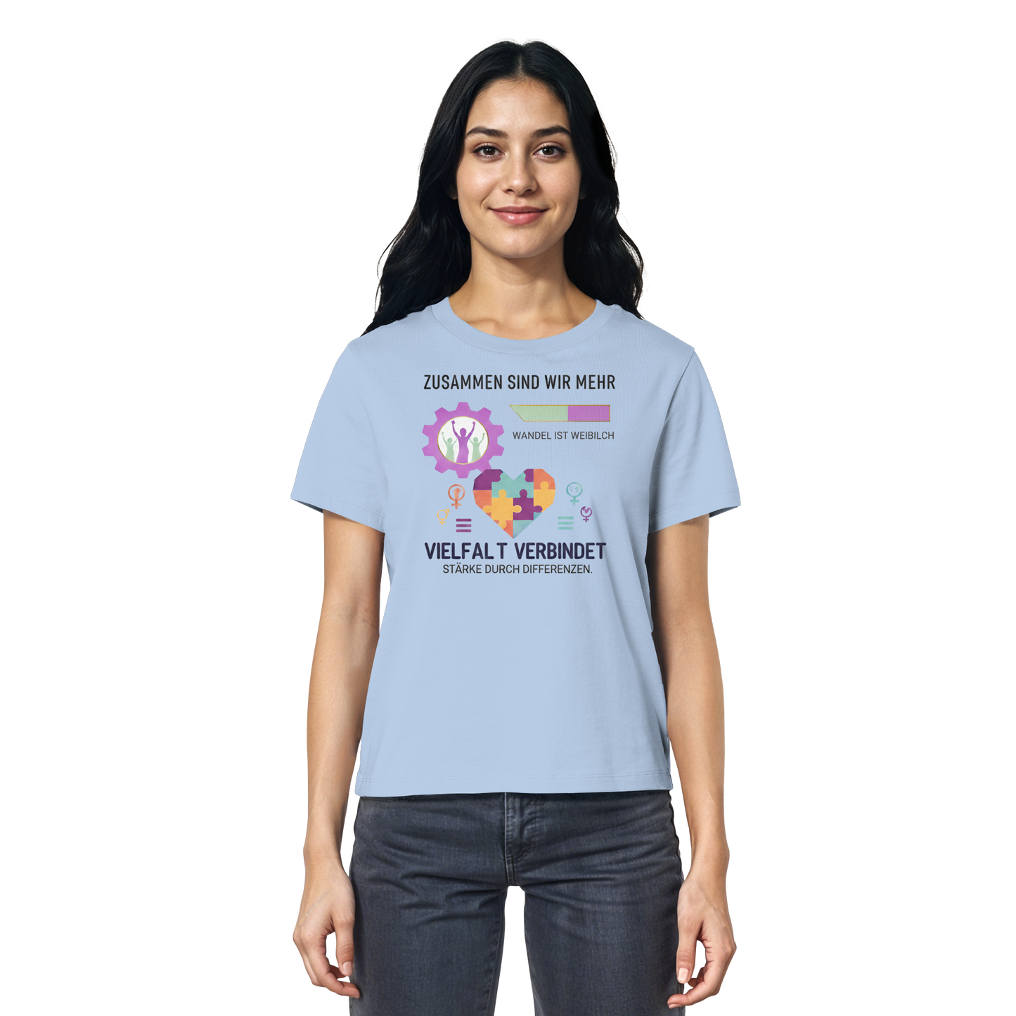 Zusammen sind wir mehr, Vielfalt verbindet - Frauenrechte - Ladies Organic Shirt