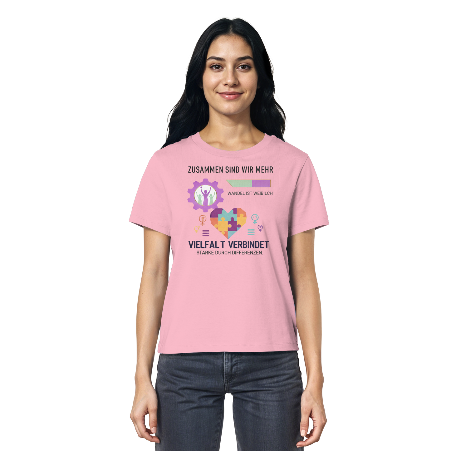 Zusammen sind wir mehr, Vielfalt verbindet - Frauenrechte - Ladies Organic Shirt