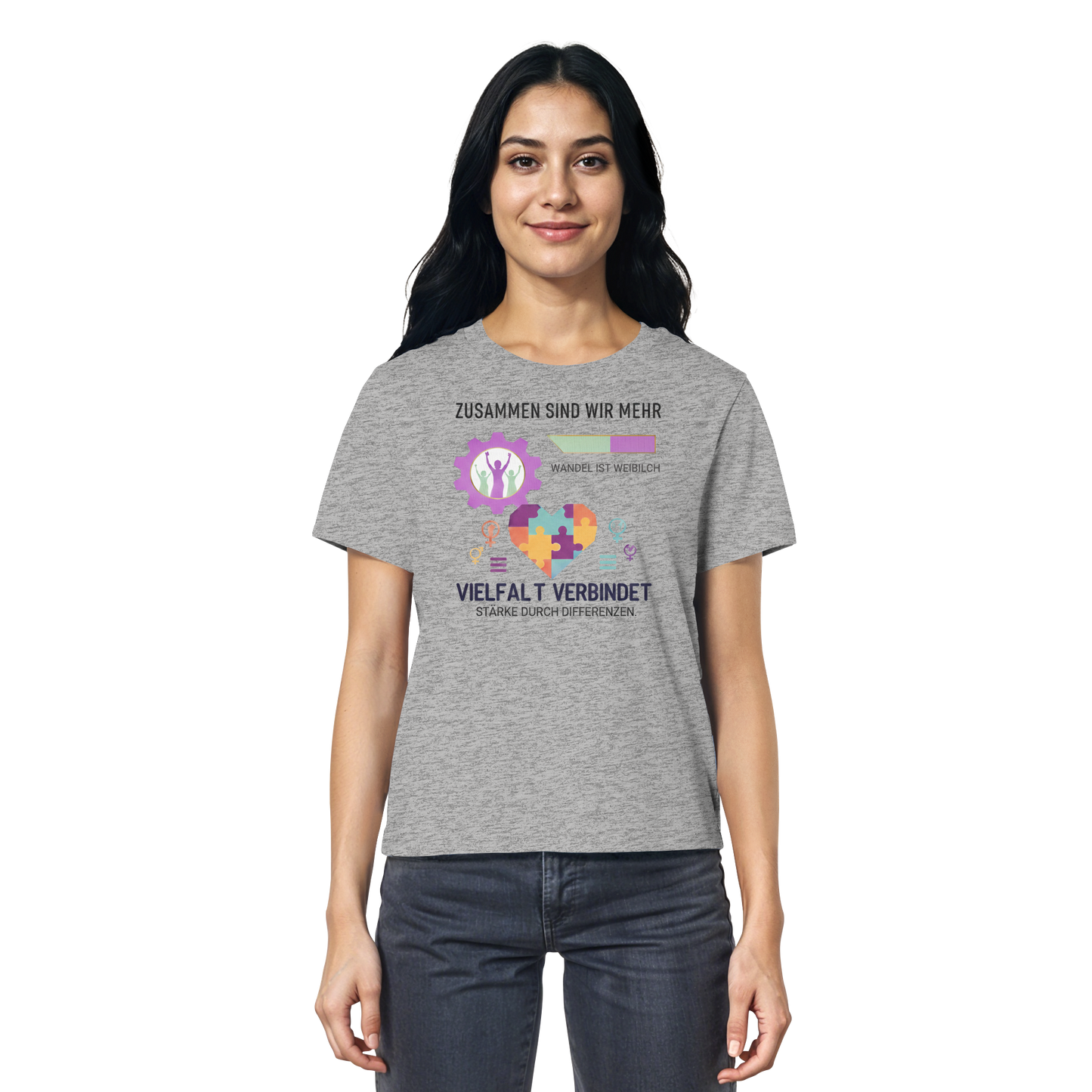 Zusammen sind wir mehr, Vielfalt verbindet - Frauenrechte - Ladies Organic Shirt