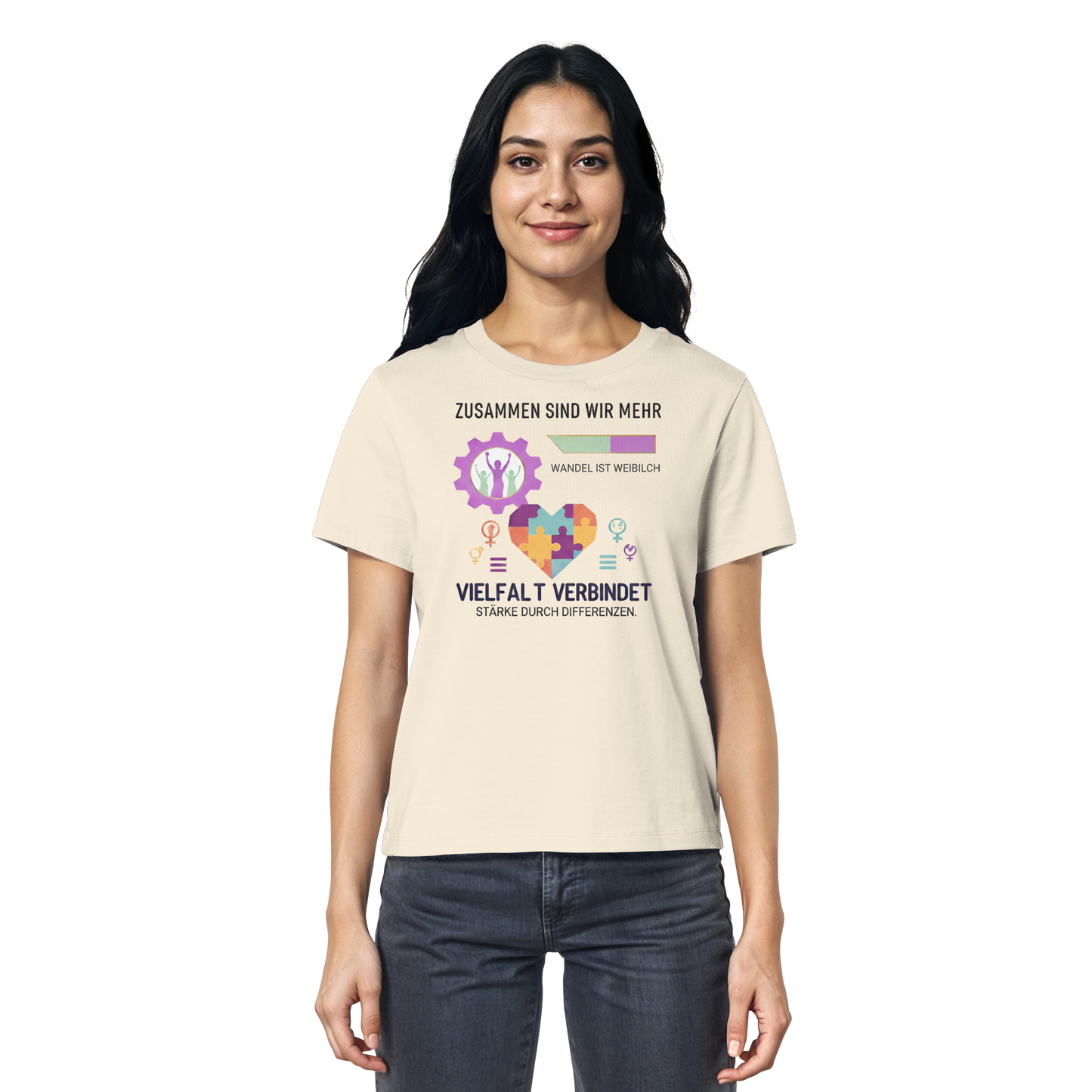 Zusammen sind wir mehr, Vielfalt verbindet - Frauenrechte - Ladies Organic Shirt
