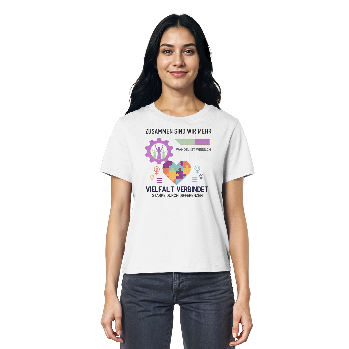 Zusammen sind wir mehr, Vielfalt verbindet - Frauenrechte - Ladies Organic Shirt