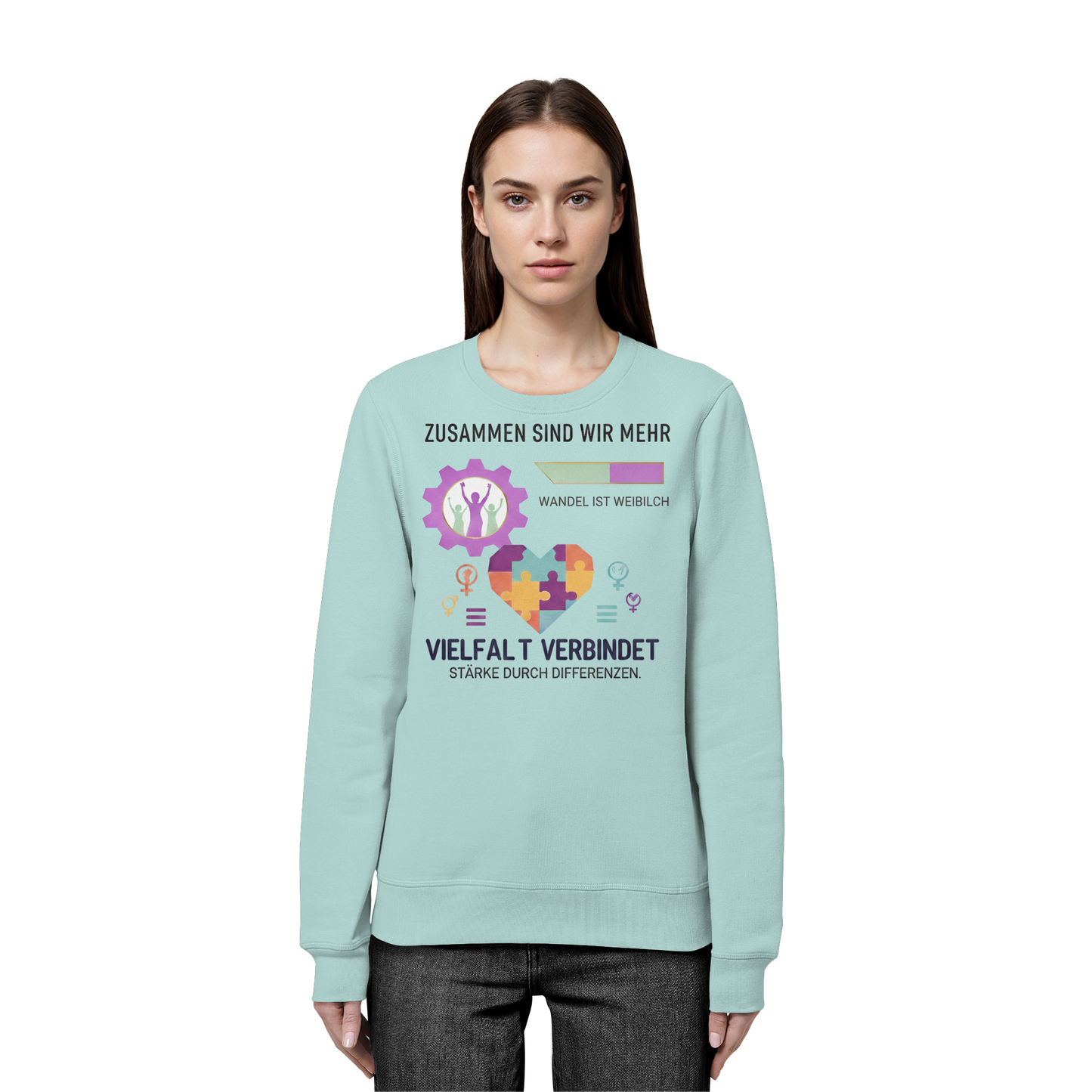 Zusammen sind wir mehr, Vielfalt verbindet - Frauenrechte - Organic Basic Unisex Sweatshirt