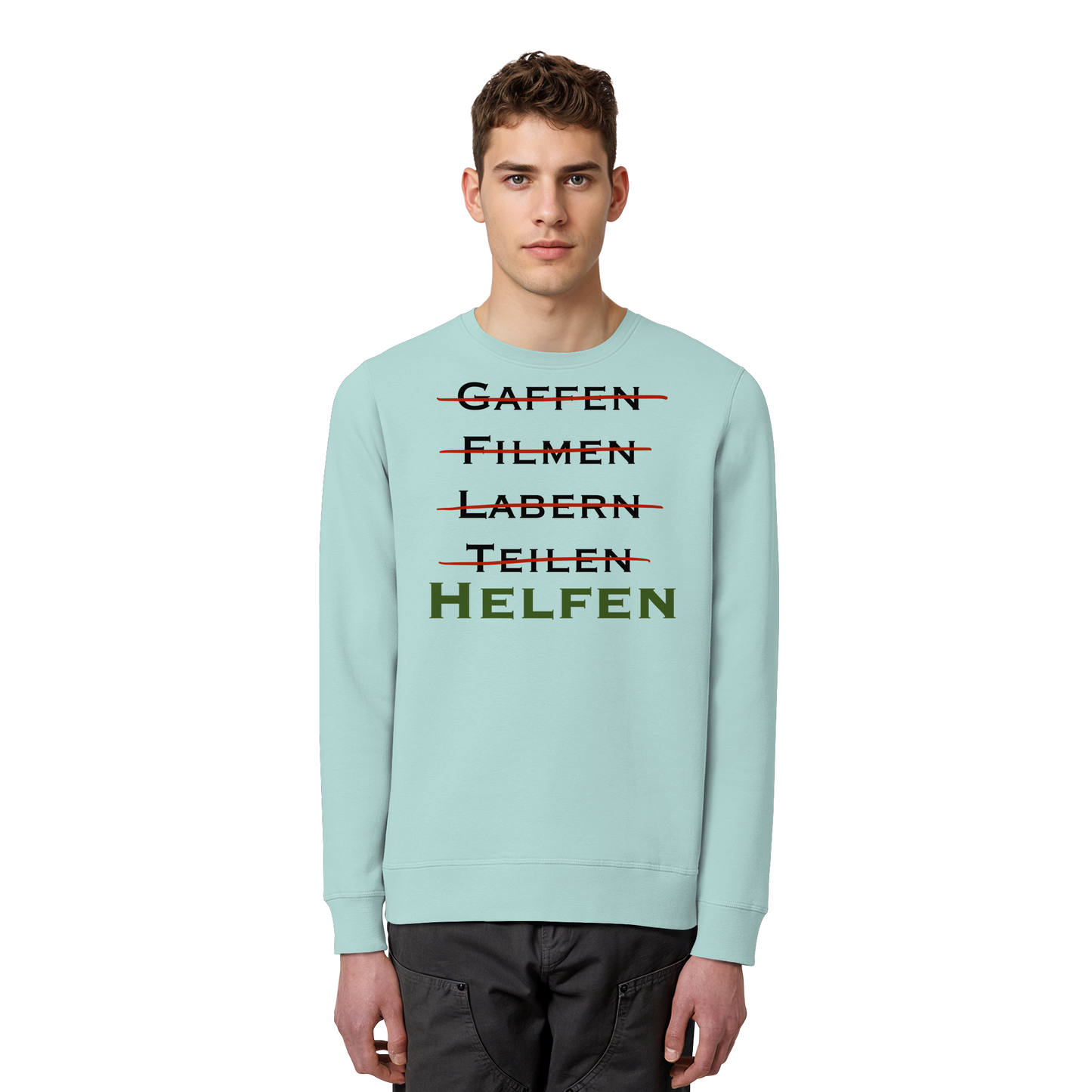 gaffen, filmen, labern, teilen => NEIN! HELFEN - Rettungsdienst - Organic Basic Unisex Sweatshirt