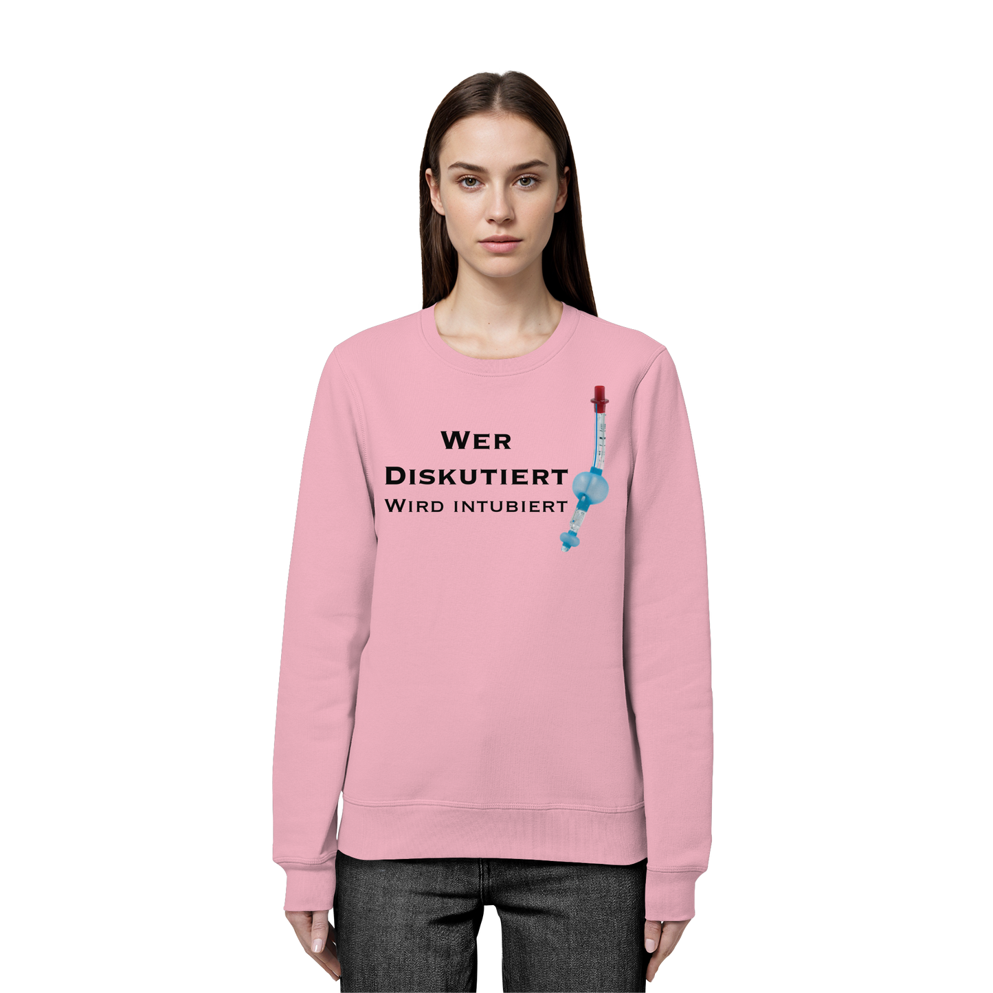 Wer diskutiert wird intubiert - Medizinhumor - Organic Basic Unisex Sweatshirt