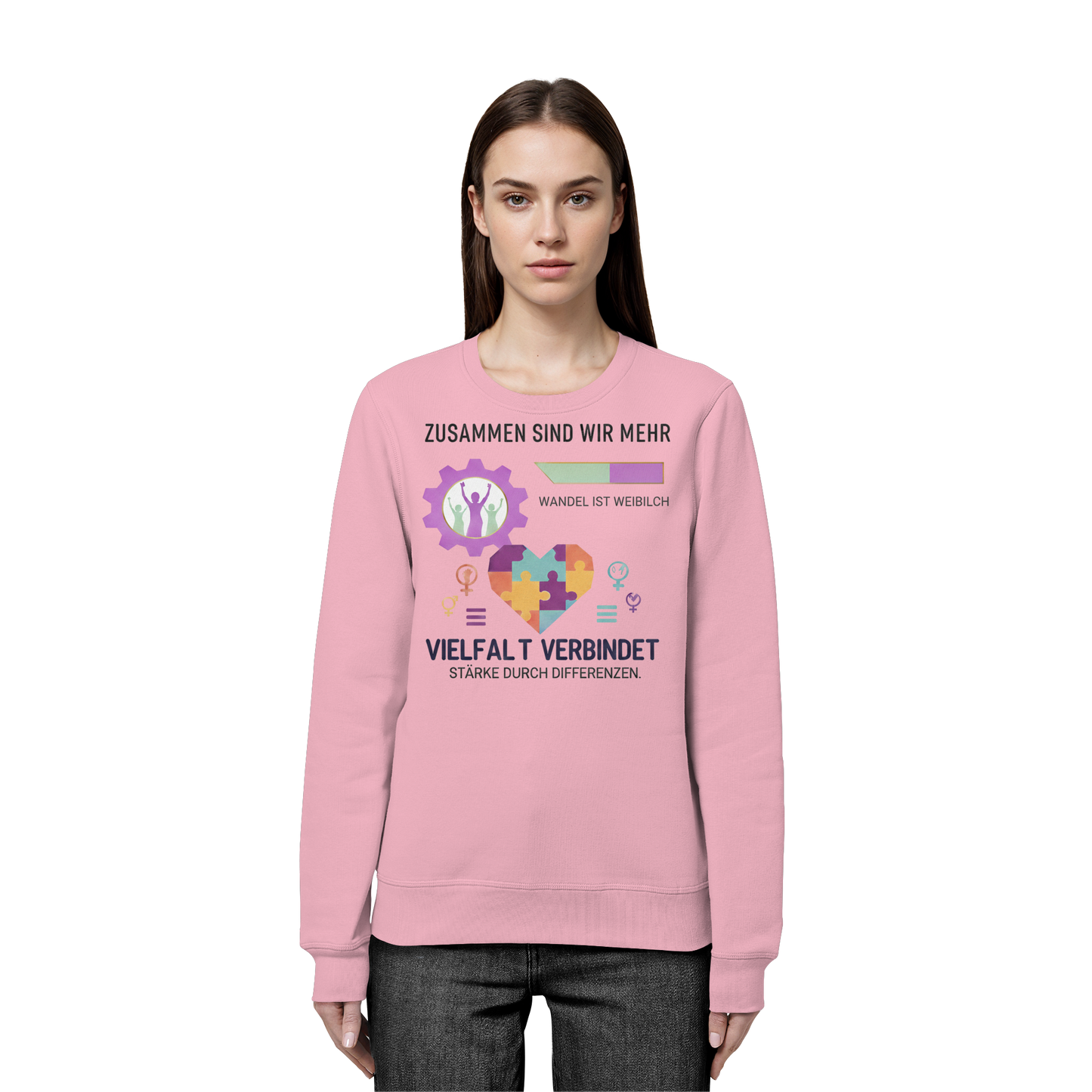 Zusammen sind wir mehr, Vielfalt verbindet - Frauenrechte - Organic Basic Unisex Sweatshirt