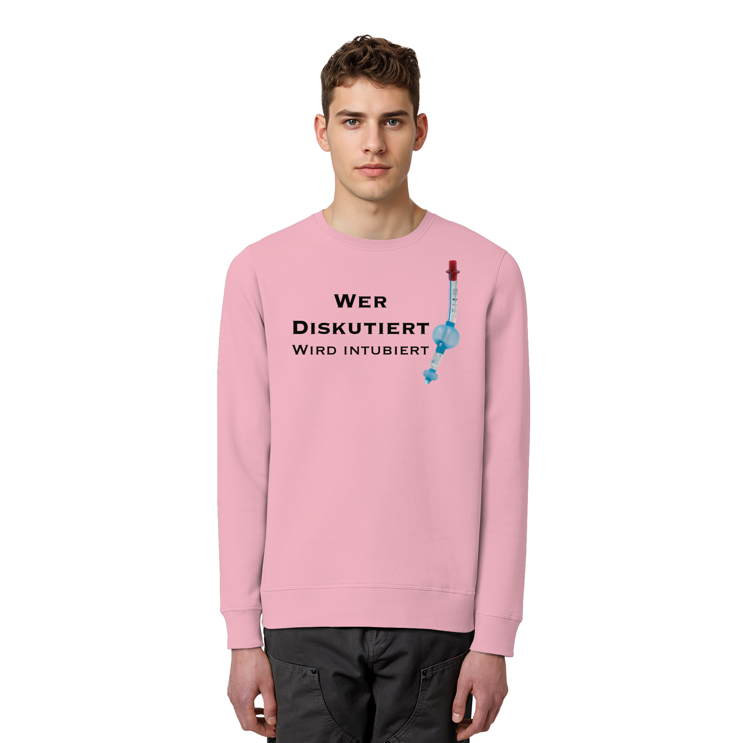 Wer diskutiert wird intubiert - Medizinhumor - Organic Basic Unisex Sweatshirt