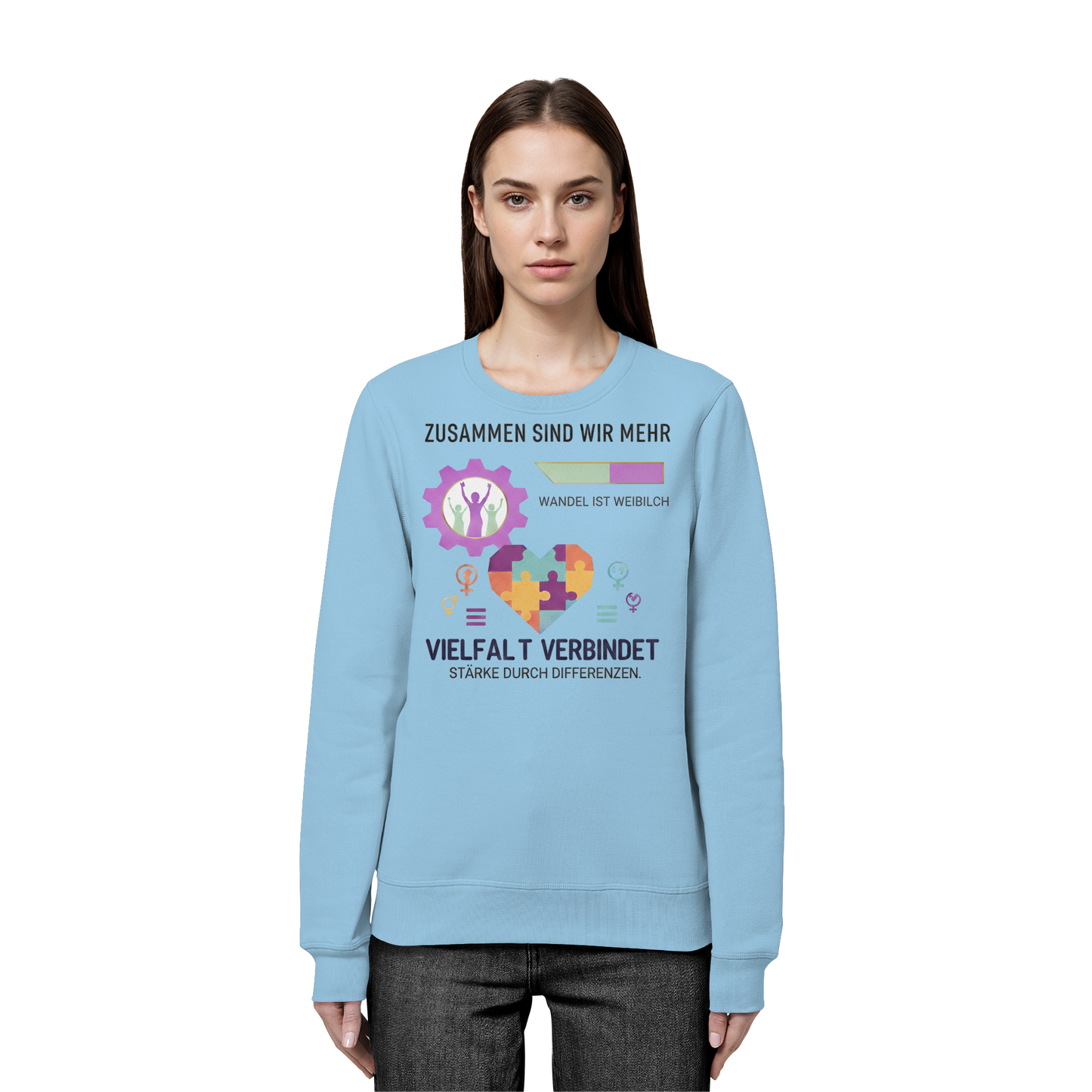 Zusammen sind wir mehr, Vielfalt verbindet - Frauenrechte - Organic Basic Unisex Sweatshirt