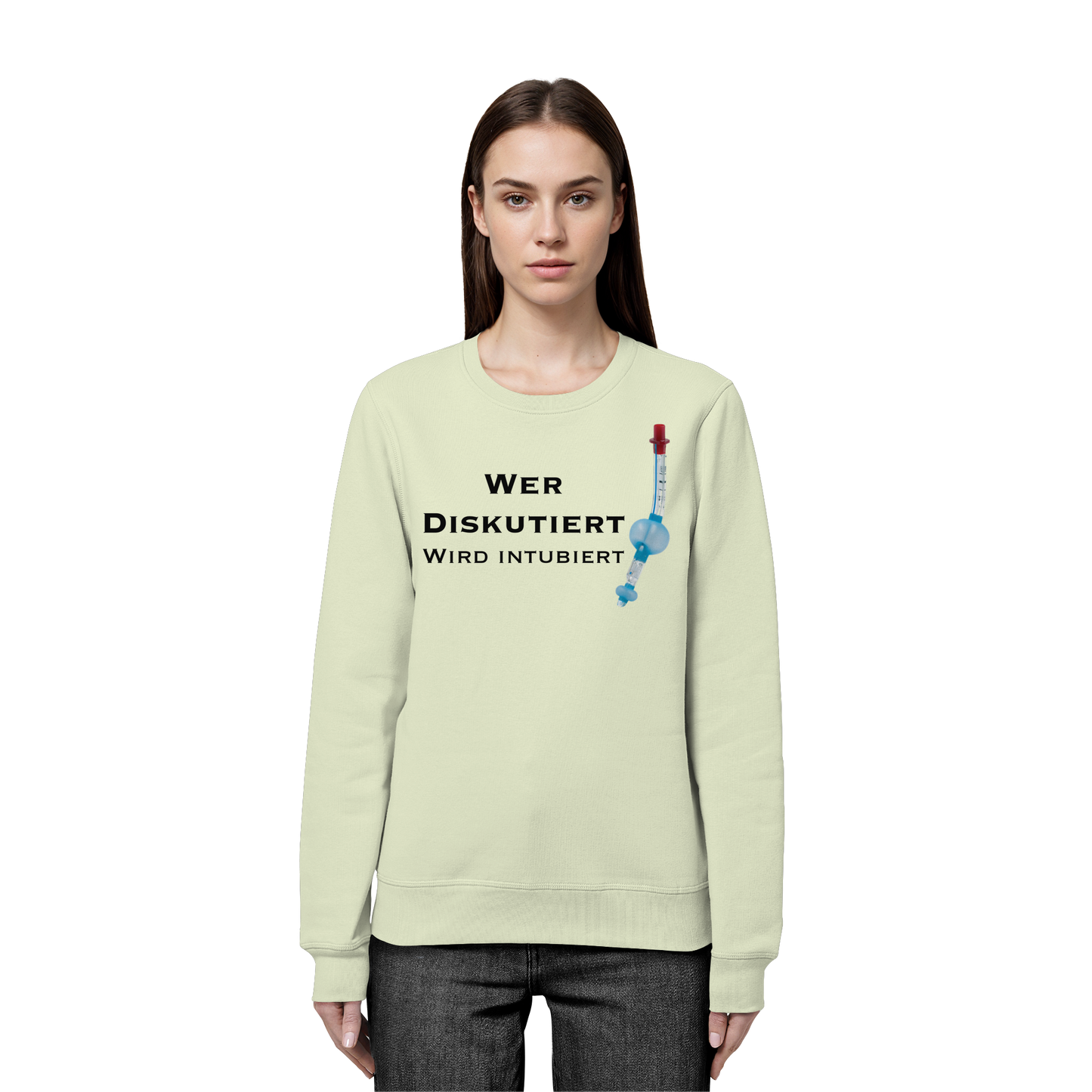 Wer diskutiert wird intubiert - Medizinhumor - Organic Basic Unisex Sweatshirt