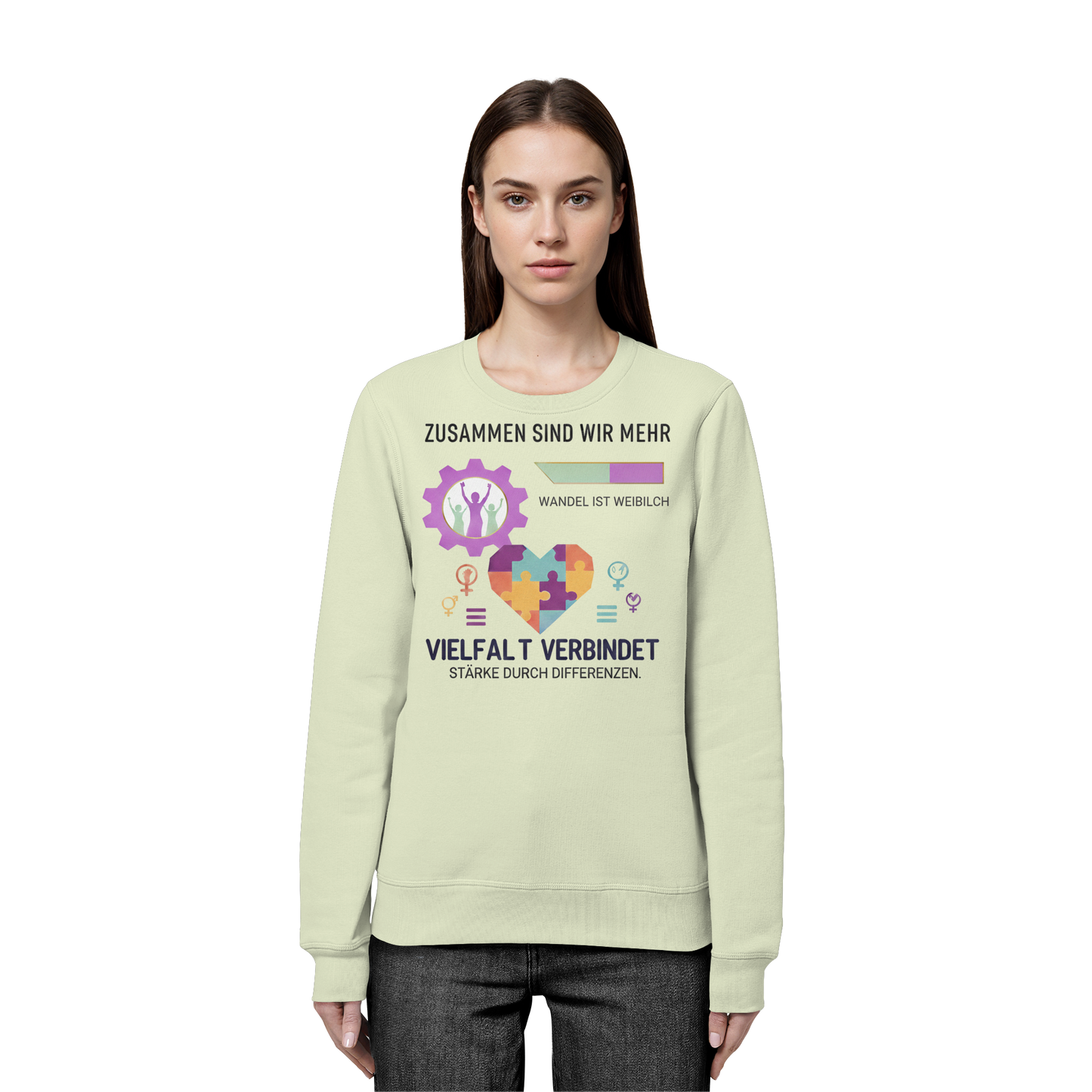 Zusammen sind wir mehr, Vielfalt verbindet - Frauenrechte - Organic Basic Unisex Sweatshirt