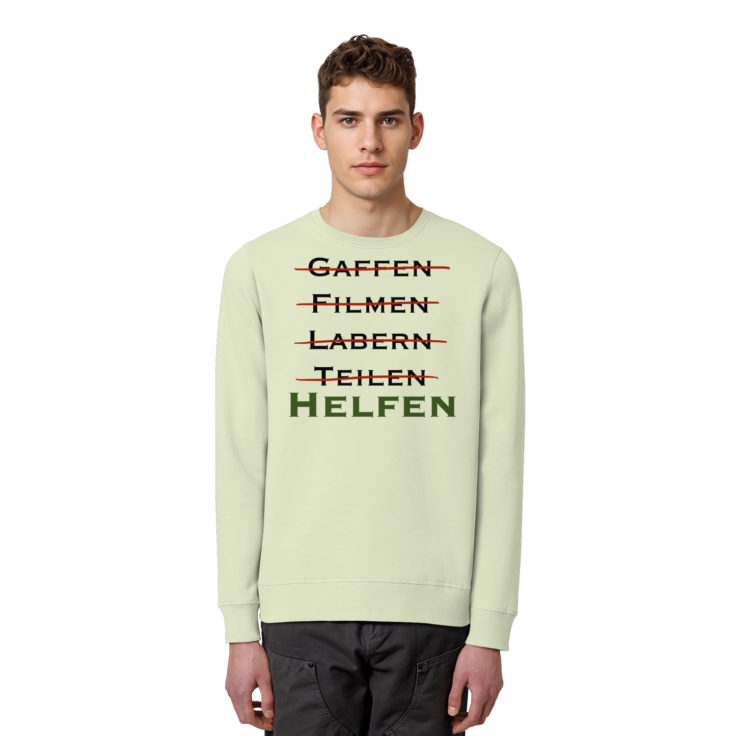 gaffen, filmen, labern, teilen => NEIN! HELFEN - Rettungsdienst - Organic Basic Unisex Sweatshirt