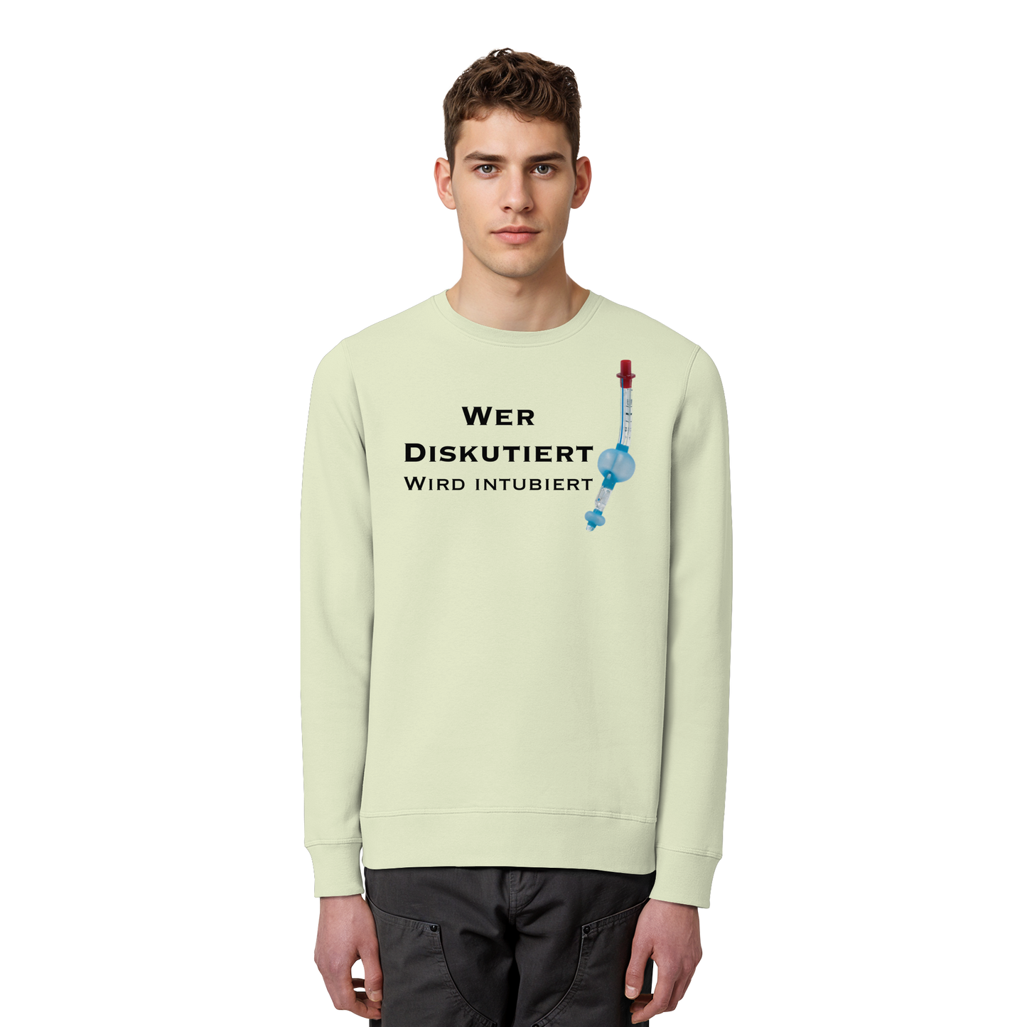 Wer diskutiert wird intubiert - Medizinhumor - Organic Basic Unisex Sweatshirt