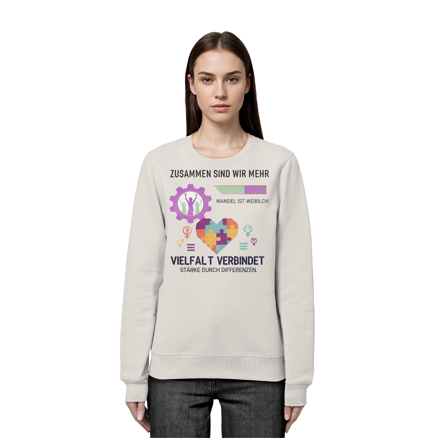 Zusammen sind wir mehr, Vielfalt verbindet - Frauenrechte - Organic Basic Unisex Sweatshirt