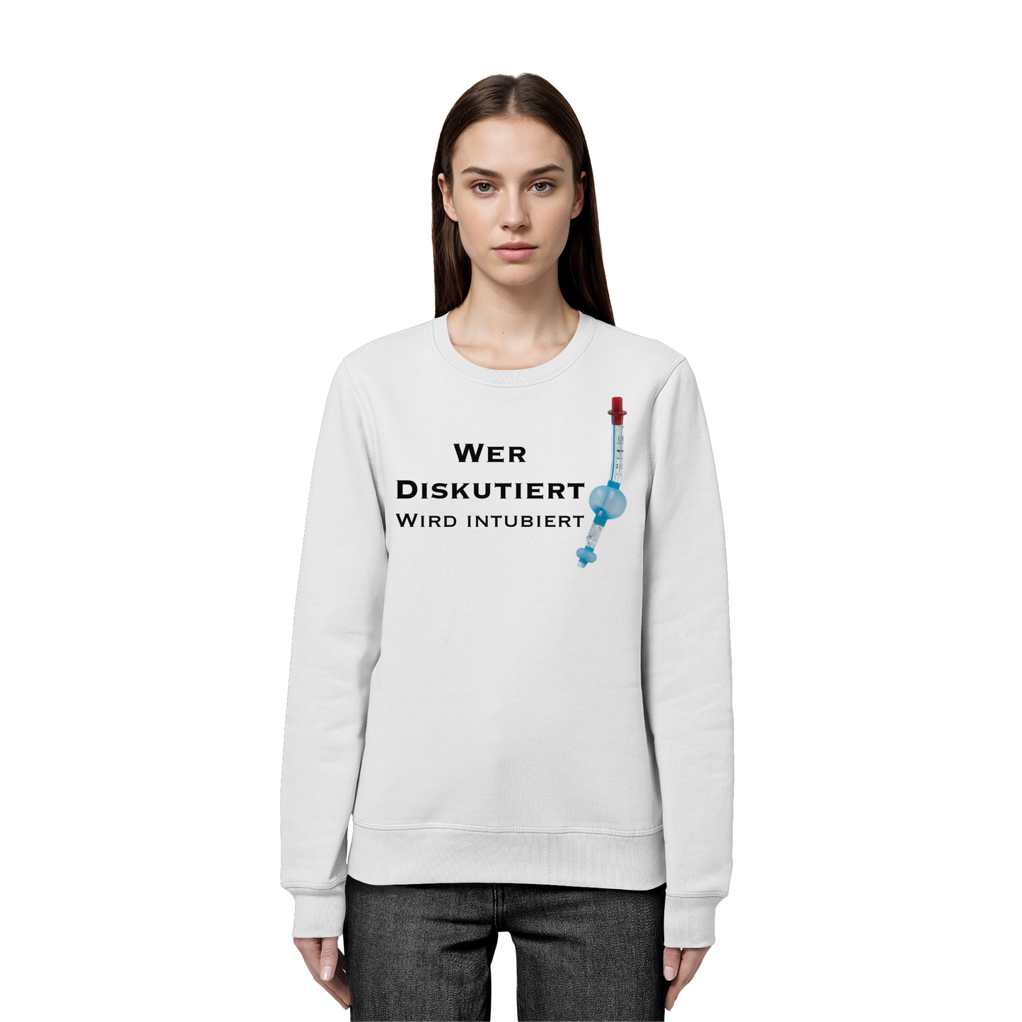 Wer diskutiert wird intubiert - Medizinhumor - Organic Basic Unisex Sweatshirt
