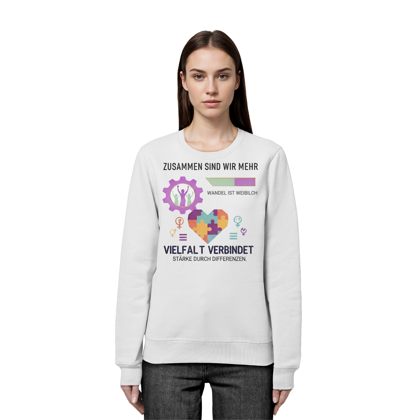 Zusammen sind wir mehr, Vielfalt verbindet - Frauenrechte - Organic Basic Unisex Sweatshirt