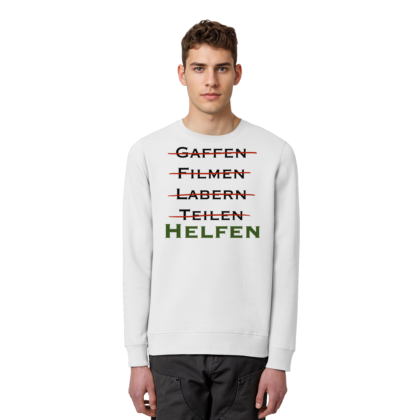 gaffen, filmen, labern, teilen => NEIN! HELFEN - Rettungsdienst - Organic Basic Unisex Sweatshirt