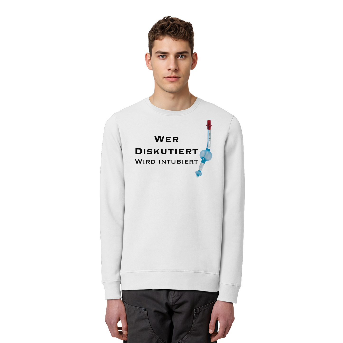 Wer diskutiert wird intubiert - Medizinhumor - Organic Basic Unisex Sweatshirt
