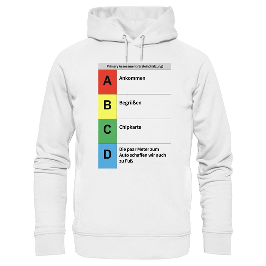 ABCD Schema Rettungsdienst (Realität) - Medizinhumor Kopie - Organic Fashion Hoodie